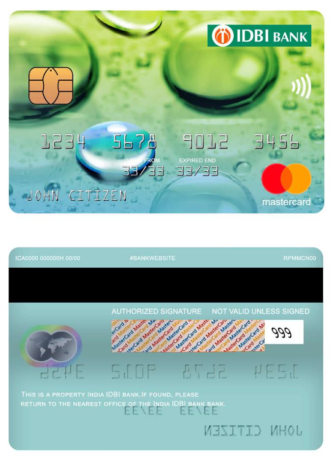 India IDBI bank mastercard screen